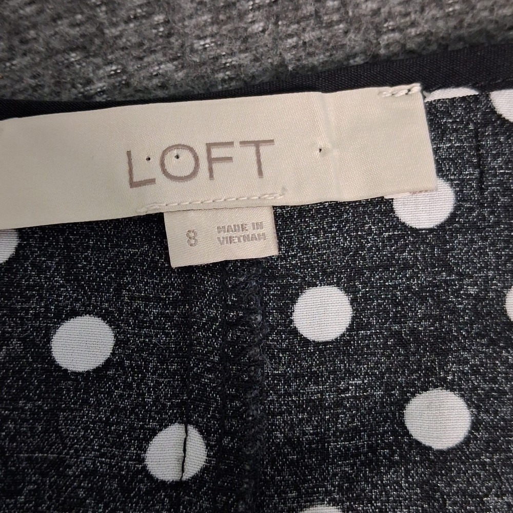 Loft Polka Dot Maxi Dress Black White Long Sleeve Button Front Waist Tie sz 8 - Picture 10 of 12